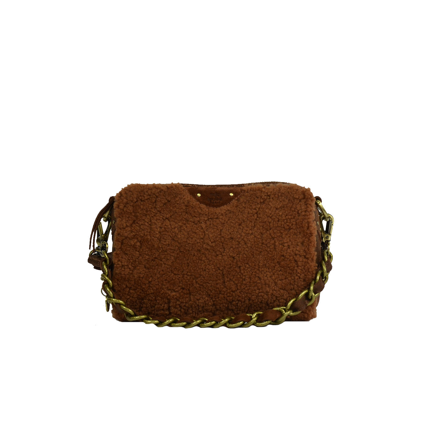 Mila Louise Mama T Trotter Bag Iridescent Leather and Lamb Cognac