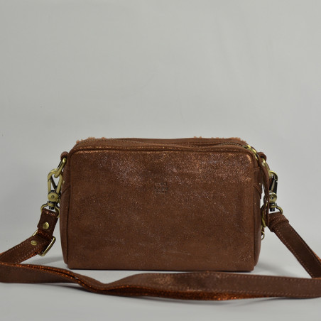 Mila Louise Mama T Trotter Bag Iridescent Leather and Lamb Cognac