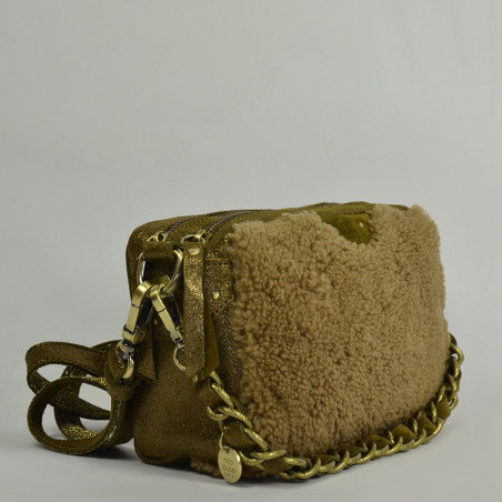 Mila Louise Mama T Trotter Bag Iridescent Leather and Lamb Kiwi