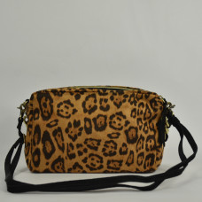 Mila Louise Mama LP1 Sac Trotteur Toile léopard Noir Cognac dos