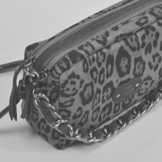 Mila Louise Mama LP1 Sac Trotteur Toile léopard Noir Cognac