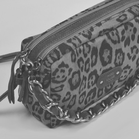 Mila Louise Mama LP1 Trotter Bag Leopard Canvas Black Cognac