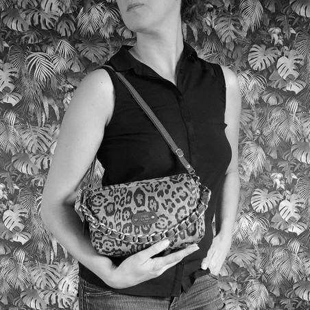 Mila Louise Mama LP1 Trotter Bag Leopard Canvas Black Cognac
