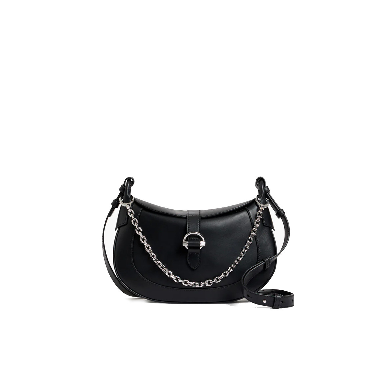 Le Tanneur Pia Shoulder and Crossbody Bag Smooth Leather Black