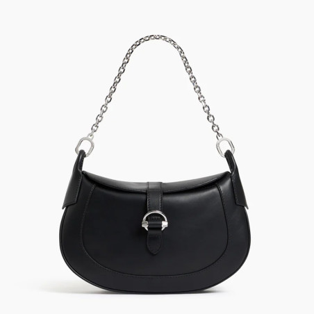 Le Tanneur Pia Shoulder and Crossbody Bag Smooth Leather Black