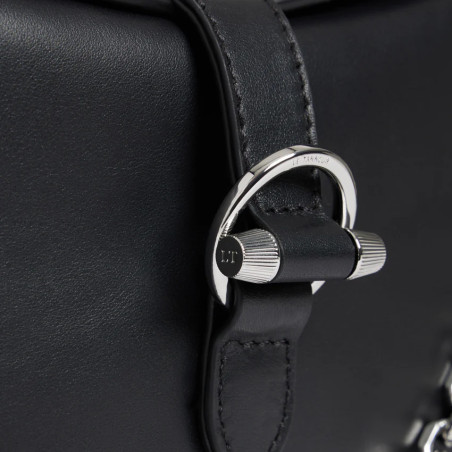 Le Tanneur Pia Shoulder and Crossbody Bag Smooth Leather Black