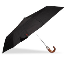 Isotoner Men's X-TRA Solid Umbrella with Crook Wood Handle for Chic...