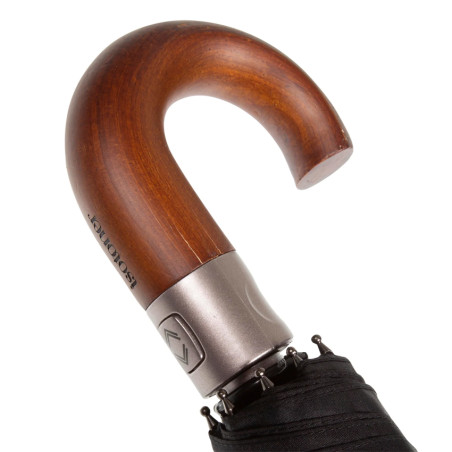 Isotoner Men's X-TRA Solid Umbrella with Crook Wood Handle for Chic...