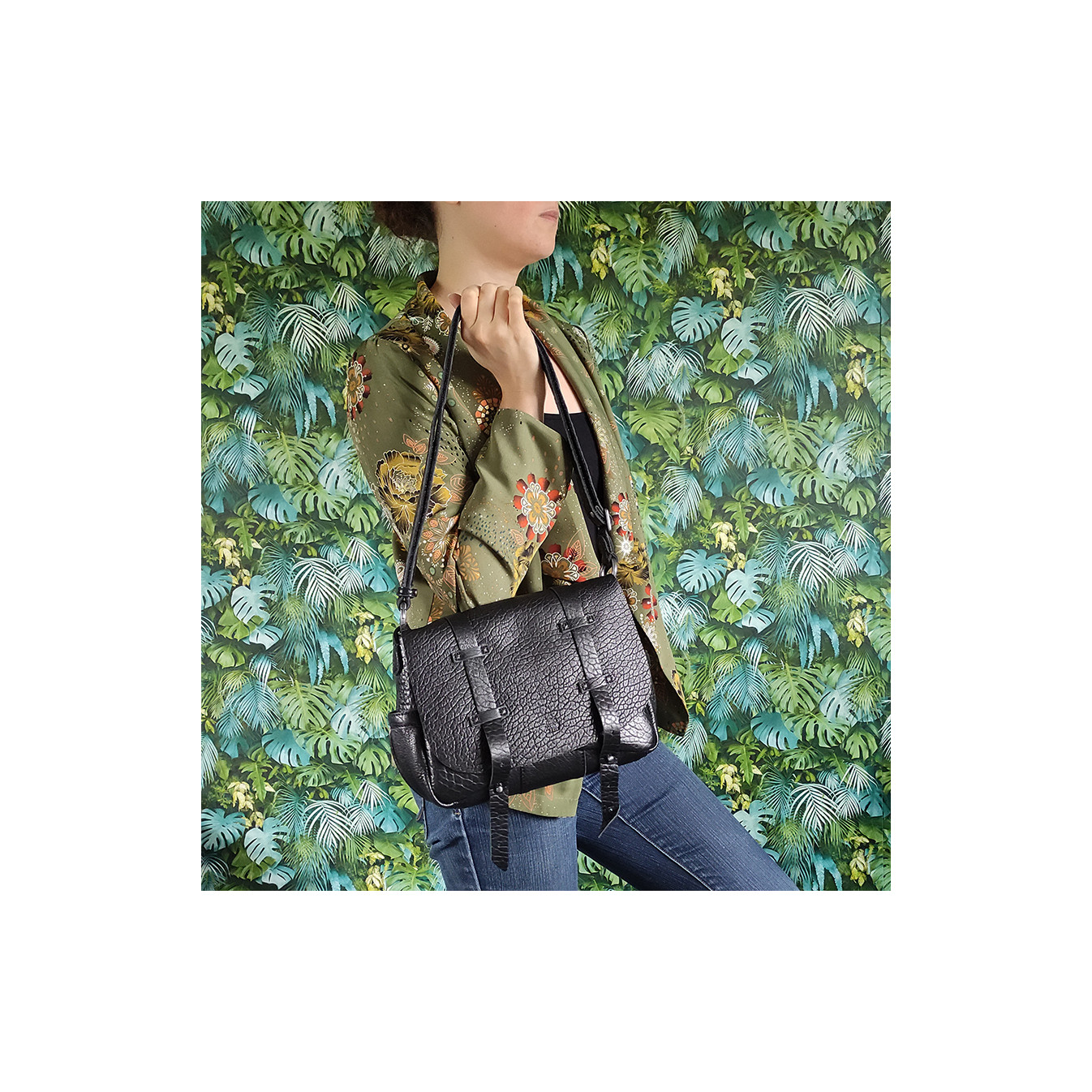 Mila Louise Bess E Crossbody Bubble Leather Bag Black