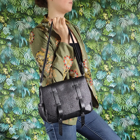 Mila Louise Bess E Crossbody Bubble Leather Bag Black