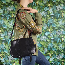 Mila Louise Bess X Crossbody Cuir Irisé Noir