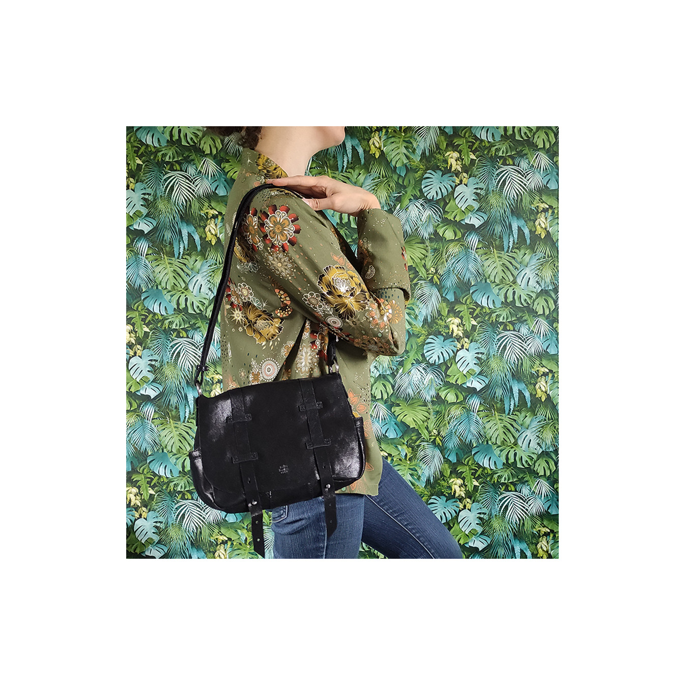 Mila Louise Bess X Crossbody Cuir Irisé Noir