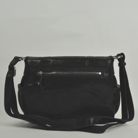 Mila Louise Bess X Crossbody Cuir Irisé Noir