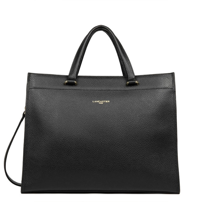 Lancaster Foulonné Double Tote Bag 470-72 Black In Nude
