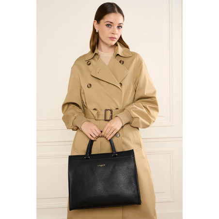 Lancaster Foulonné Double Sac Cabas 470-72 Noir In Nude face