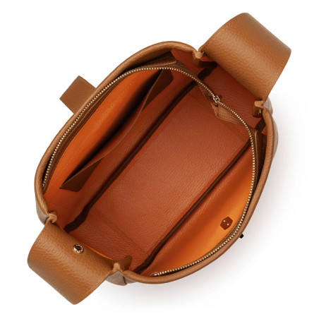 Lancaster Top Double Large Hobo Bucket Bag 470-66 Camel In Orange