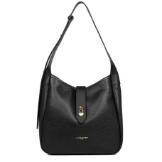 Lancaster Top Double Large Hobo Bucket Bag 470-66 Black In Nude