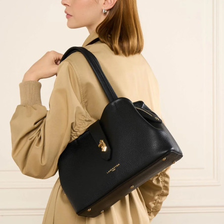 Lancaster Top Double Shoulder Bag 470-68 Black In Nude