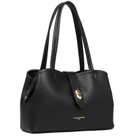 Lancaster Top Double Shoulder Bag 470-68 Black In Nude