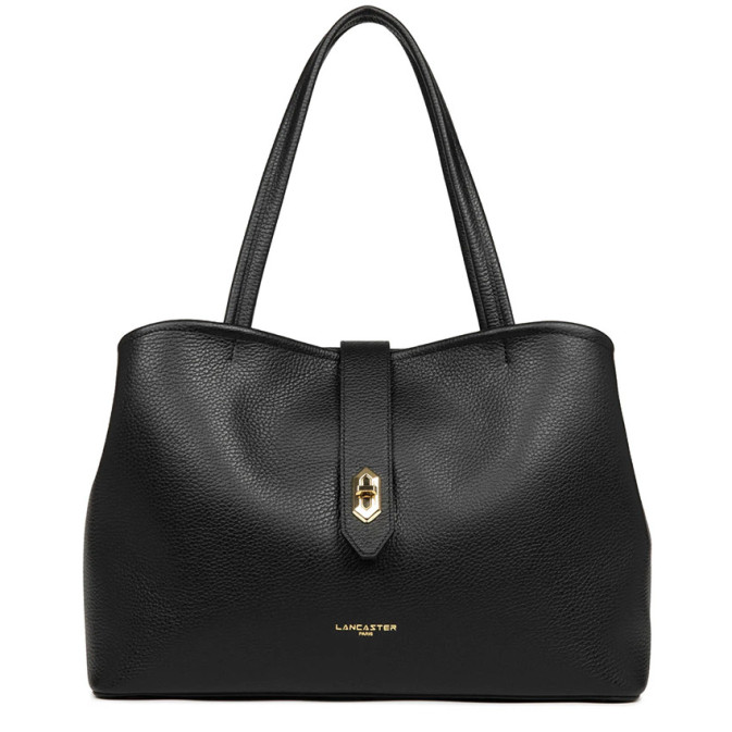 Lancaster Top Double Large Shopping Shoulder Bag 470-69 Black Nude