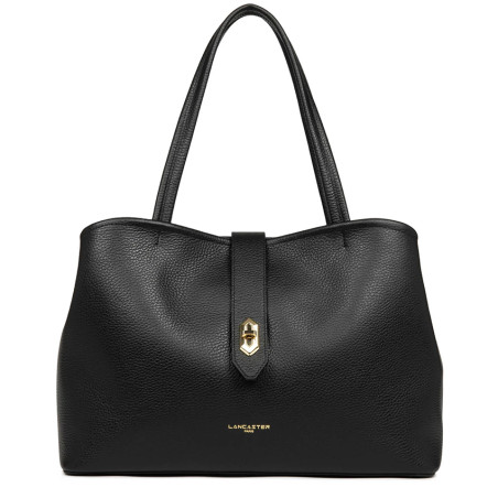 Lancaster Top Double Large Shopping Shoulder Bag 470-69 Black Nude