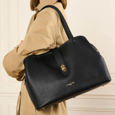 Lancaster Top Double Large Shopping Shoulder Bag 470-69 Black Nude