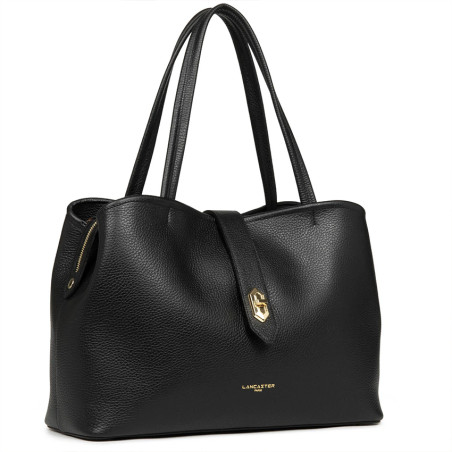 Lancaster Top Double Large Shopping Shoulder Bag 470-69 Black Nude