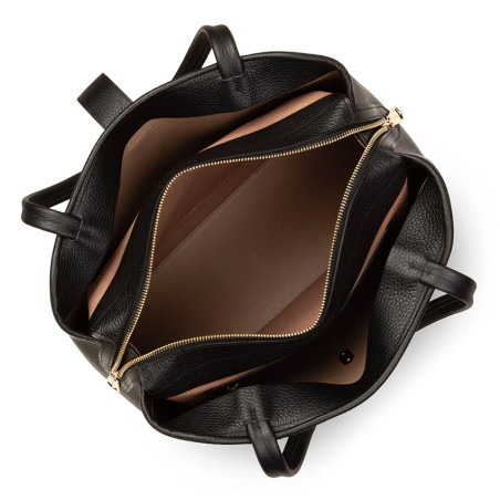 Lancaster Top Double Large Shopping Shoulder Bag 470-69 Black Nude