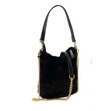 Julicia Black Fur Bucket Bag by Les P'tites Bombes
