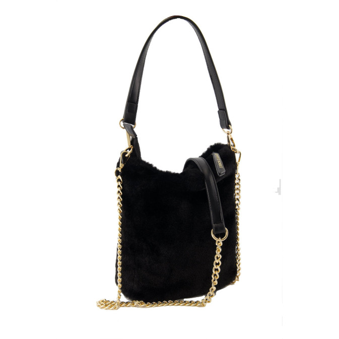 Julicia Black Fur Bucket Bag by Les P'tites Bombes