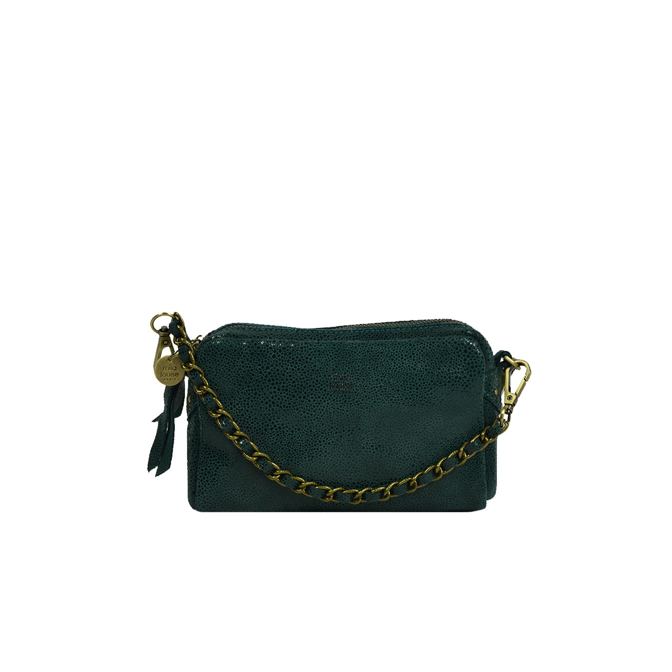 Mila Louise Mama XS BB Petit Sac Trotteur Cuir Résille Turquoise