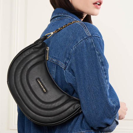 Lancaster Soft Matelassé Sac Hobo 530-51 Noir porté