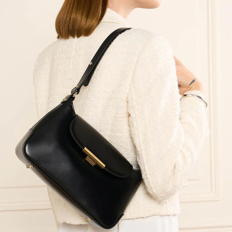 Lancaster Suave Evenly Sac Besace Cuir 480-026 Noir porté
