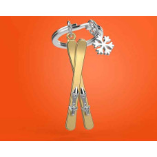 Metalmorphose Keychain Ski Pair and its Snowflake
