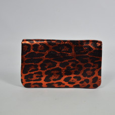 Farfouillette Leather Wallet GM Orange Leopard