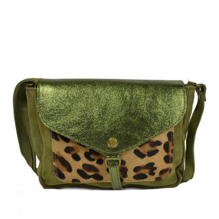 Farfouillette Stroller Bag Leopard Leather 3042 Khaki Leopard