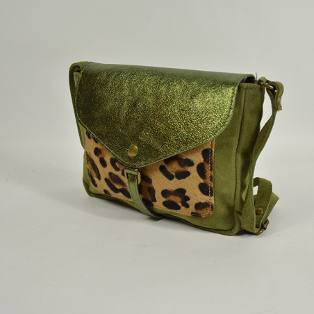 Farfouillette Stroller Bag Leopard Leather 3042 Khaki Leopard