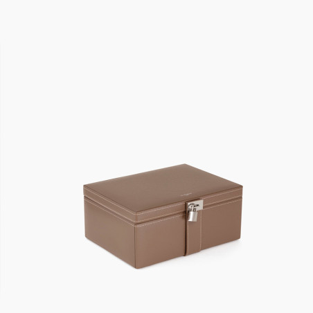 Le Tanneur Large Jewelry Box Taupe Leather