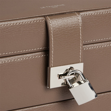 Le Tanneur Automatic Jewelry Box Taupe Leather