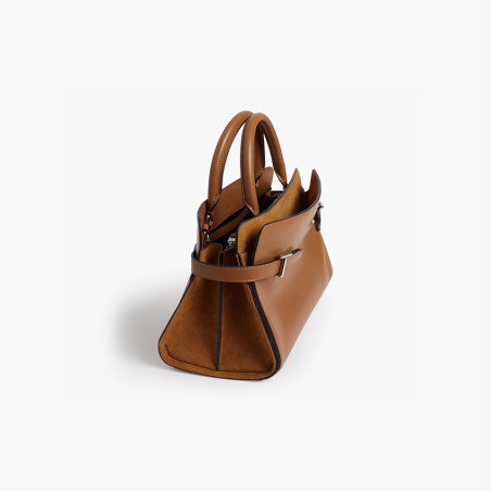 Le Tanneur Emie Handbag Bi-Material Tan