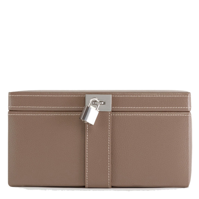 Le Tanneur Large Jewelry Box Taupe Leather