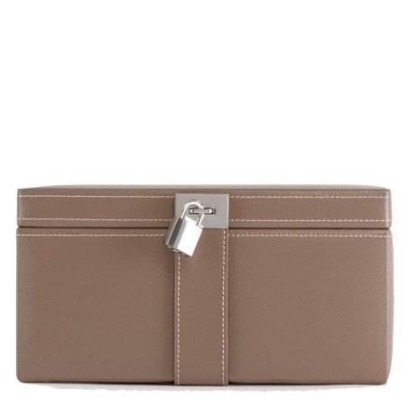 Le Tanneur Large Jewelry Box Taupe Leather