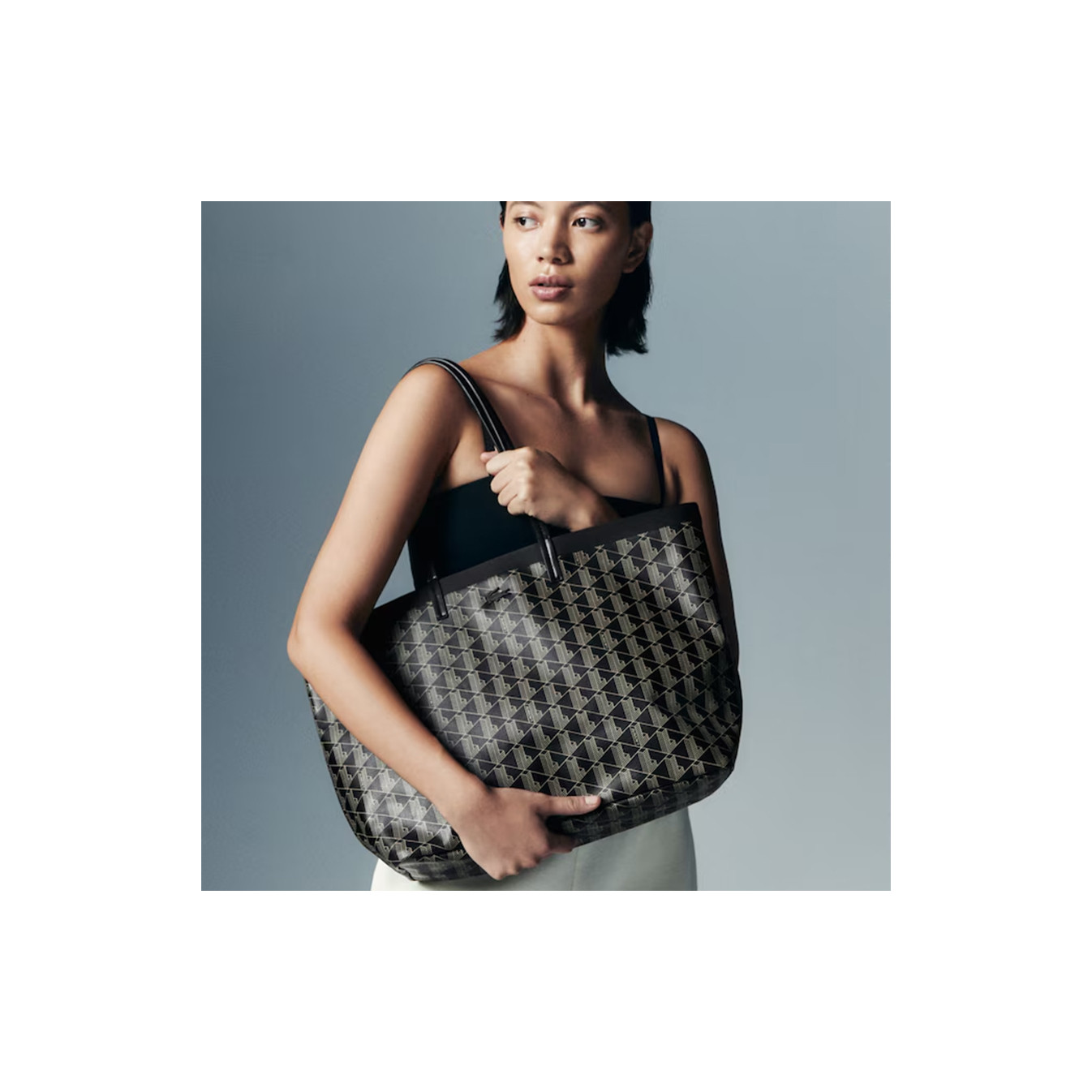 Lacoste Zely Tote Bag with Pouch - Black Beige