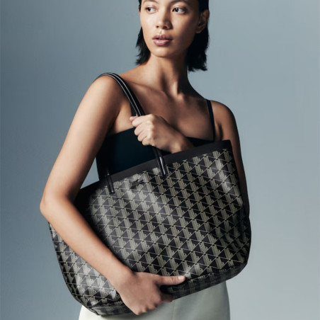 Lacoste Zely Tote Bag with Pouch - Black Beige
