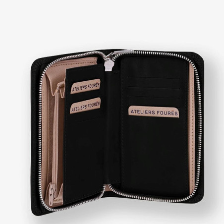 Ateliers Fourès calista Perséphone Portefeuille H58 Noir ouvert