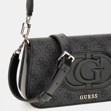 Guess Eco Mietta Noel Tote Coal Logo/Nero - Sac à Épaule Élégant En Matériaux Recyclés, Taille Unique