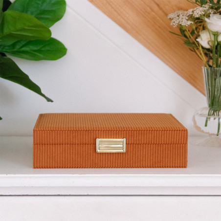 Maison Scarlett Anne Camel Ribbed Velvet Jewelry Box