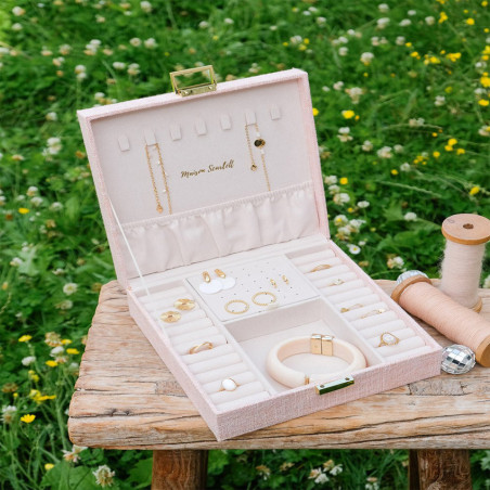 Maison Scarlett Anne Jewelry Box in Pink Linen