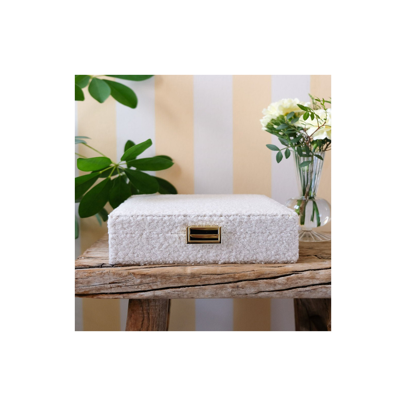 Maison Scarlett Anne White Teddy Faux Fur Jewelry Box