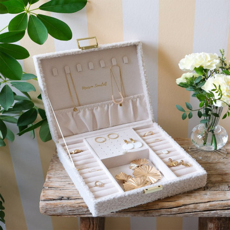 Maison Scarlett Anne White Teddy Faux Fur Jewelry Box